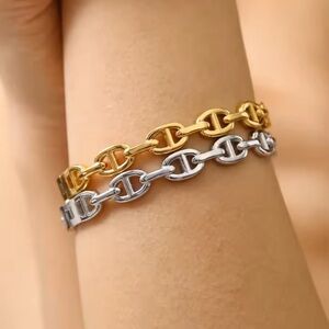 Trendy Gold Silver Link Bracelets Set